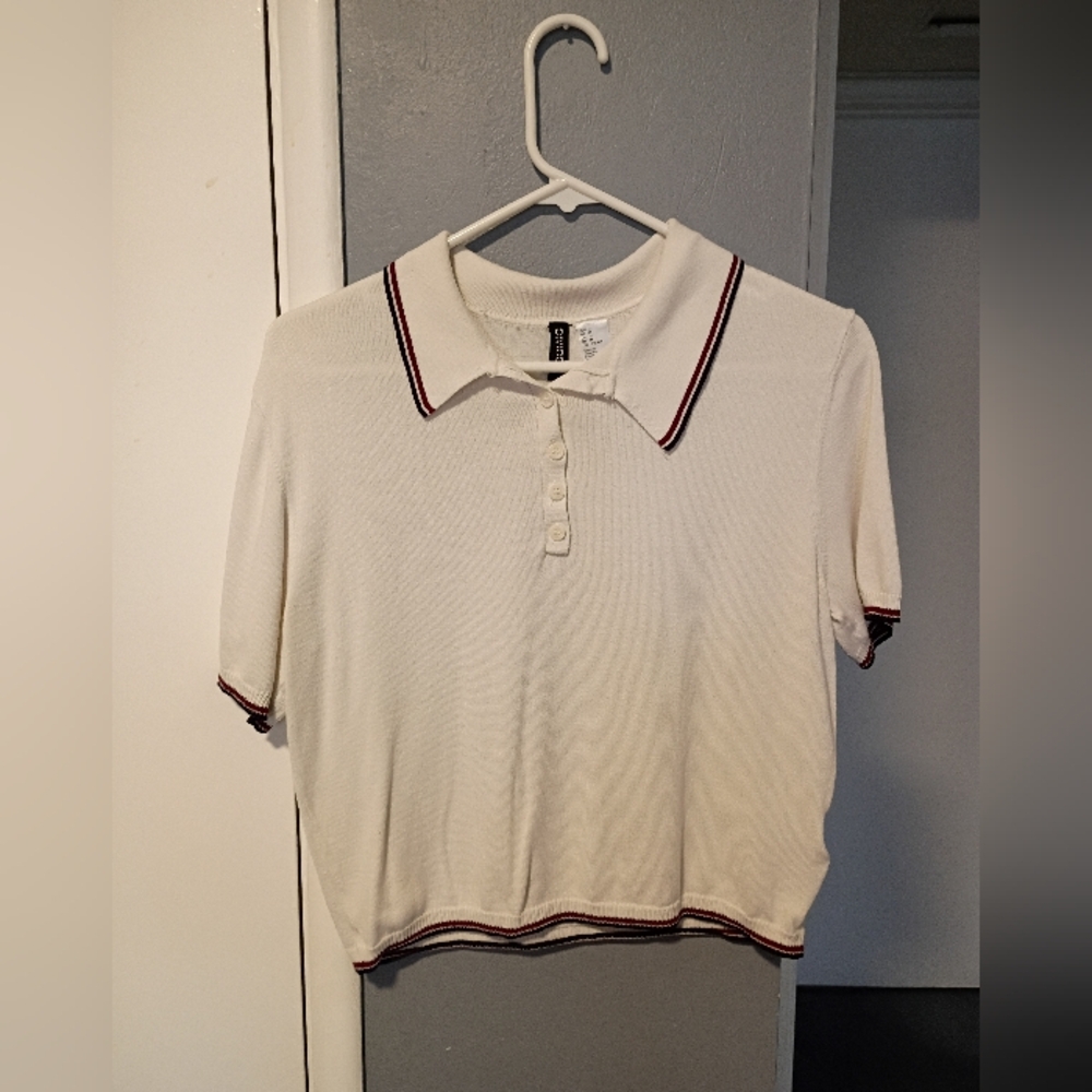 Classic White Polo Shirt with Red Accents